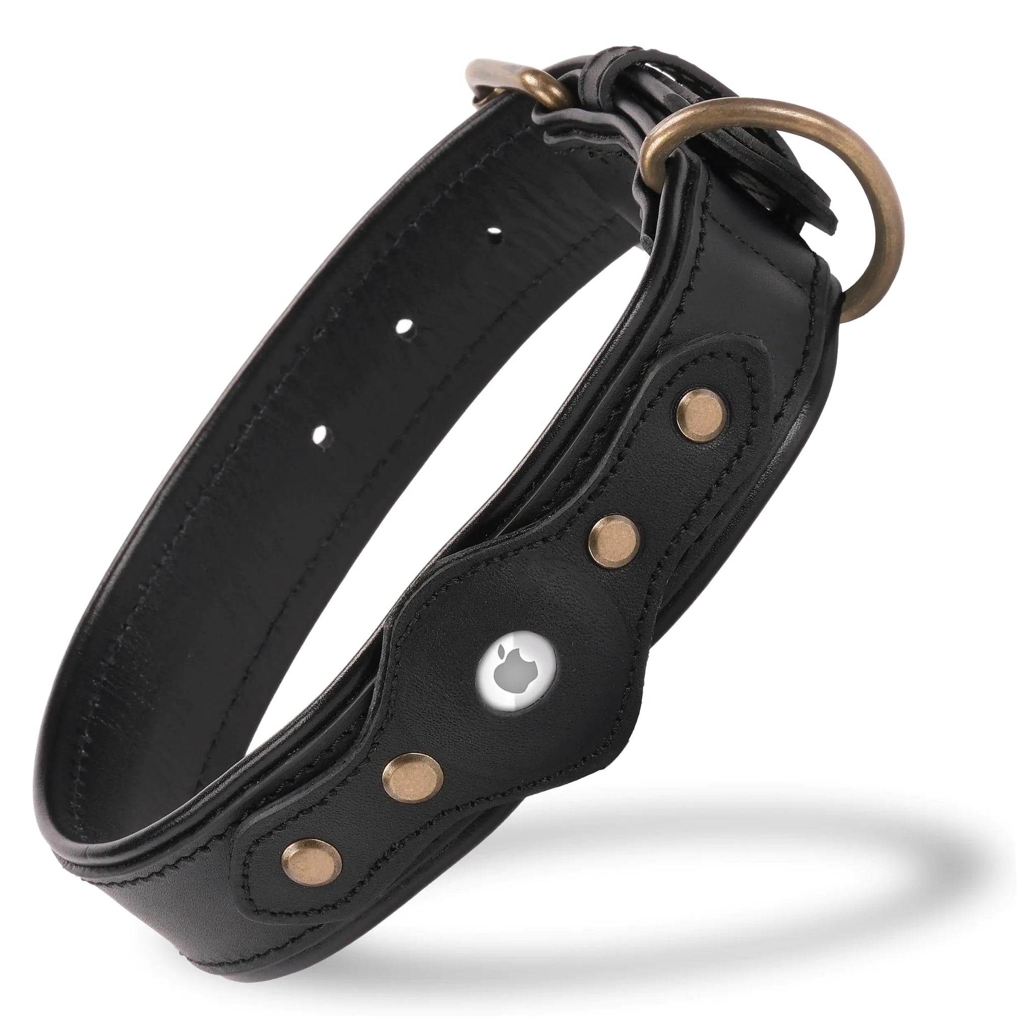 Filbert Leather Dog Collar with Airtag Holder